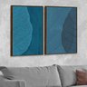 Kit 2 Telas Canvas com Moldura Folhas tons de Azul Madeira - Médio - 1