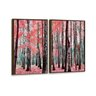 Kit 2 Telas Canvas com Moldura Flores Folhas Caídas Madeira - Grande - 2