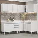 Ver imagem 2 de Armário de Cozinha Modulado de Canto 6 Peças Cp29 Balcão com Tampo Branco - Lumil Lumil Móveis