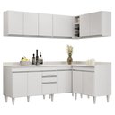 Ver imagem 1 de Armário de Cozinha Modulado de Canto 6 Peças Cp29 Balcão com Tampo Branco - Lumil Lumil Móveis
