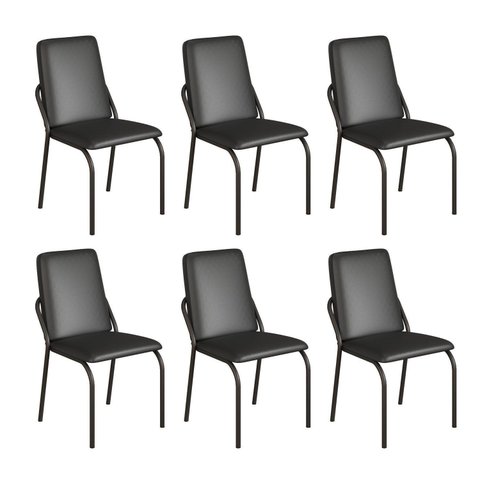 Kit 6 Cadeiras para Sala de Jantar Malibu Preto