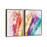 Kit 2 Telas Canvas com Moldura Penas Coloridas Madeira - Grande - 2