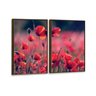 Kit 2 Telas Canvas com Moldura Flores Vermelhas Madeira - Grande - 2