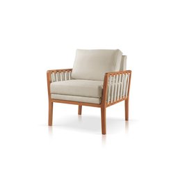Poltrona Decorativa Linho Bege Claro Lua - 1