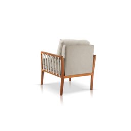 Poltrona Decorativa Linho Bege Claro Lua - 3