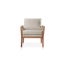 Poltrona Decorativa Linho Bege Claro Lua - 2