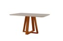 Ver imagem 2 de Conjunto Sala de Jantar Mesa Floripa Madeira Maciça 140x80cm Tampo Retângular Vidro Off White com 4