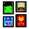 Kit 4 Mini Quadros Infantil Super Heróis Preto - 1