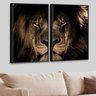 Kit 2 Telas Canvas com Moldura Lion Preto - Médio - 1