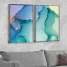 Kit 2 Telas Canvas com Moldura Pintura Abstrata Metalizado - Médio - 1