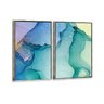 Kit 2 Telas Canvas com Moldura Pintura Abstrata Metalizado - Médio - 2