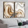 Kit 2 Telas Canvas com Moldura Mármore Gold Madeira - Grande - 1