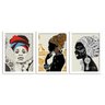 Kit 3 Quadros Decorativos African Beauty Branco - Grande - 1