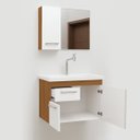 Ver imagem 3 de Gabinete Armario para Banheiro 58cm Sonny com Pia e Espelho Montado Fimap Freijó Branco
