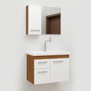 Ver imagem 2 de Gabinete Armario para Banheiro 58cm Sonny com Pia e Espelho Montado Fimap Freijó Branco