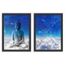 Kit 2 Quadros Decorativos Meditação Buda Preto - Grande - 1