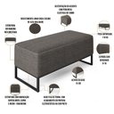 Ver imagem 6 de Kit 02 Puffs Cléo W01 Base Ferro 90 Cm Linho Cinza Escuro