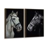 Kit 2 Telas Canvas com Moldura Imagem Cavalos Madeira - Grande - 2