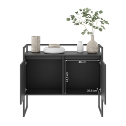 Conjunto Buffet Aparador Industrial 2 Portas Preto - 3