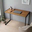 Ver imagem 2 de Escrivaninha Home Office Nexus Estilo Industrial Mesa Retangular Moderna Nature/pé Preto - Lh Móveis