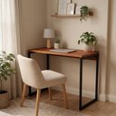 Ver imagem 3 de Escrivaninha Home Office Nexus Estilo Industrial Mesa Retangular Moderna Nature/pé Preto - Lh Móveis
