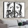 Kit 2 Telas Canvas com Moldura Jesus Cristo Preto - Grande - 1