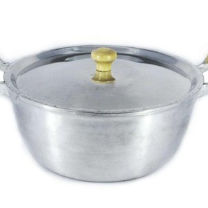 Caçarola Panela Alumínio Polido Alça Madeira Bojuda 28cm