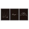 Kit 3 Quadros Decorativos Preto Love Preto - Grande - 1