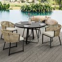 Ver imagem 3 de Kit 06 Cadeiras Decorativas para Área Gourmet Cozinha Corda Náutica Bethari D04 Bege - Lyam Decor