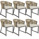 Ver imagem 1 de Kit 06 Cadeiras Decorativas para Área Gourmet Cozinha Corda Náutica Bethari D04 Bege - Lyam Decor