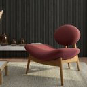 Ver imagem 2 de Poltrona Decorativa Yves Base Madeira Castanho Linho Marsala - Nexta Casa