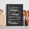 Quadro Decorativo Efeito Lousa Família e Amigos Preto - Grande - 2