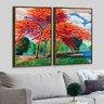 Kit 2 Telas Canvas com Moldura Pintura Árvore Laranja Madeira - Grande - 1