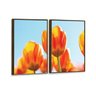Kit 2 Telas Canvas com Moldura Flor Tulipa Madeira - Médio - 2