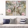 Kit 2 Telas Decorativas Flor de Cerejeira Pintura Abstrata Grande - 2