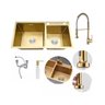 Kit Cuba Dupla Pia Gourmet Cozinha Luxo C/torneira Gourmet Monocomando Misturador Aço Inox Dourado - 1