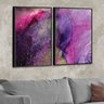 Kit 2 Telas Canvas com Moldura Mármore Roxo Preto - Médio - 1