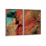 Kit 2 Telas Canvas com Moldura Pintura Abstrata com Brilho Metalizado - Médio - 2