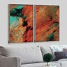 Kit 2 Telas Canvas com Moldura Pintura Abstrata com Brilho Metalizado - Médio - 1