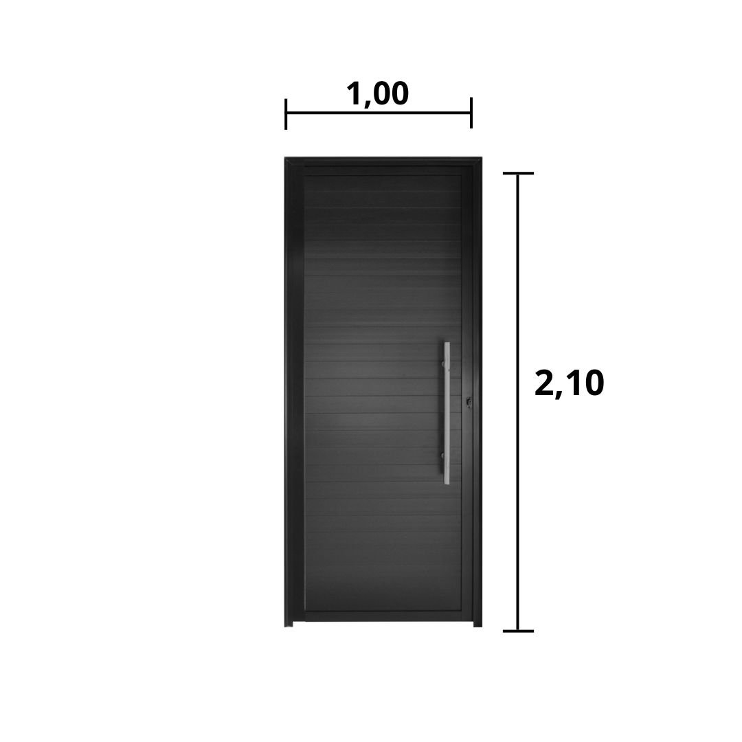 Porta Lambril C/Puxador Aluminio Preto 2.10 x 1.00 Lado Esquerdo - Hale - 2