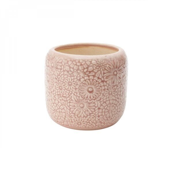 Vaso Decorativo em Cerâmica Embossed Flowers 14,5cmx15,5cm Urban - 1