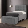 Cabeceira Rana e Calçadeira Alpha 90 para Cama de Solteiro N-041 Linho Cinza Escuro Aradecor - 1