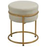 Puff Redondo Argola Levi Veludo Gelo Base em Aço Dourado - 1