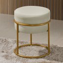 Ver imagem 2 de Puff Redondo Argola Levi Veludo Gelo Base em Aço Dourado