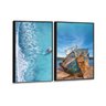 Kit 2 Telas Canvas com Moldura Mar e Barco Preto - Médio - 2