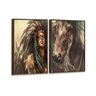Kit 2 Telas Canvas com Moldura Índia e Cavalo Madeira - Médio - 2