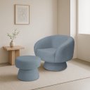 Ver imagem 2 de Poltrona Decorativa Giratória com Puff Liz Bouclé Azul Claro - Nexta Casa