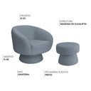 Ver imagem 3 de Poltrona Decorativa Giratória com Puff Liz Bouclé Azul Claro - Nexta Casa