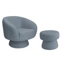 Ver imagem 1 de Poltrona Decorativa Giratória com Puff Liz Bouclé Azul Claro - Nexta Casa