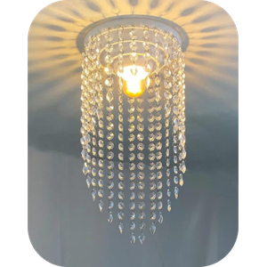 Lustre Pendente Luminária Cristal acrílico de ALTO BRILHO, 17x38. Reflezzo lustres e decoração.